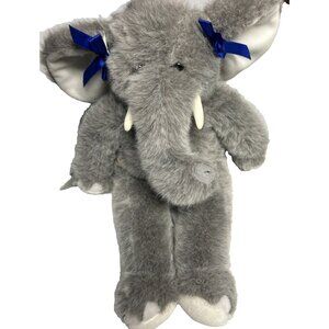 Vtg Build A Bear Elephant Plush Gray With Tusks